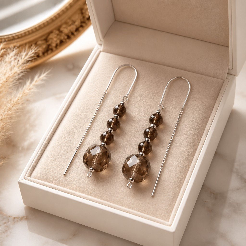Boucles d'Oreilles Quartz Fumé - Argent 925 & Pierre Naturelle