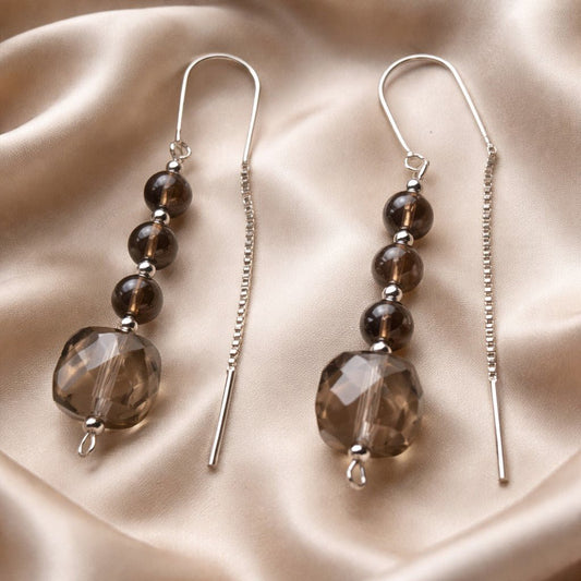 Boucles d'Oreilles Quartz Fumé - Argent 925 & Pierre Naturelle