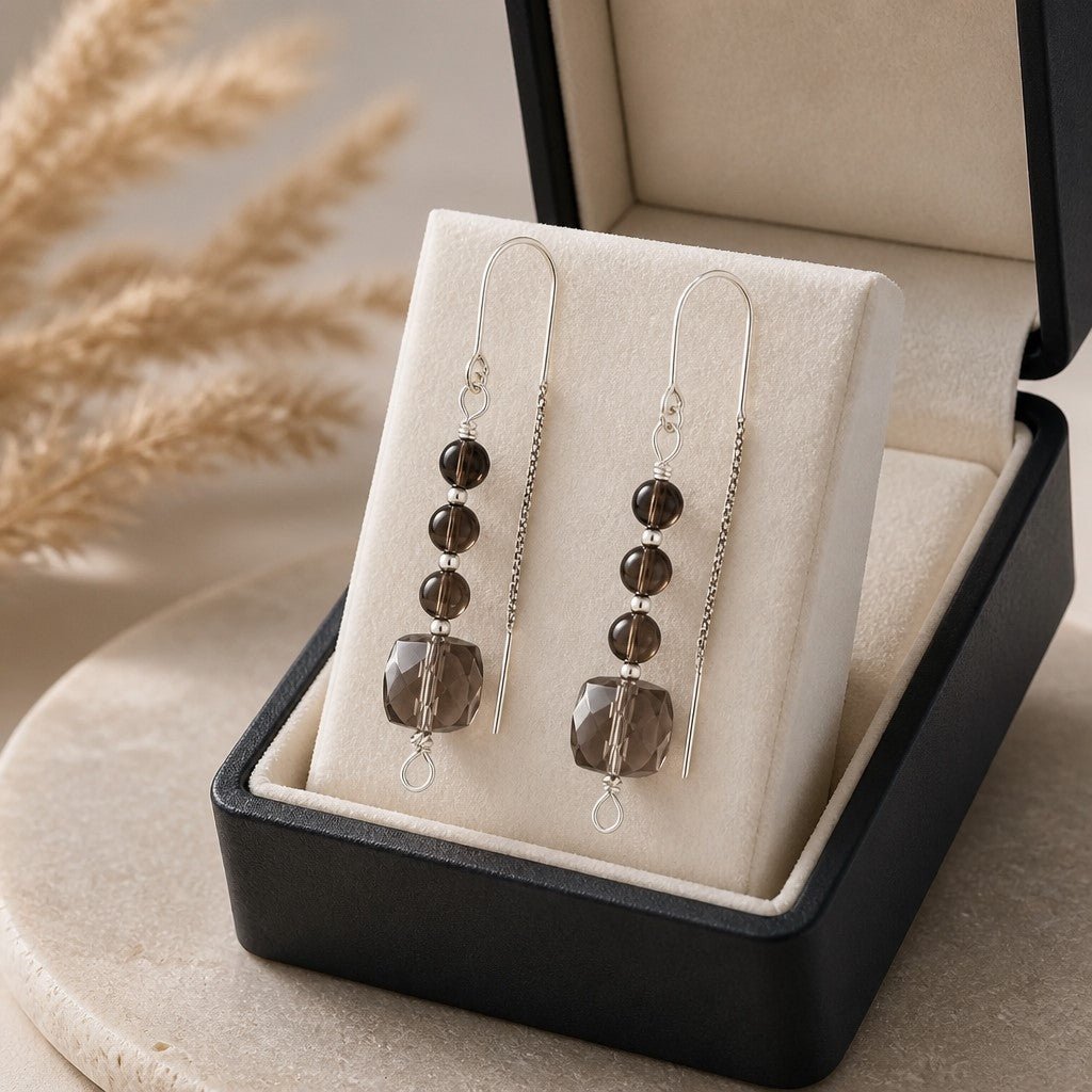 Boucles d'Oreilles Quartz Fumé - Argent 925 & Pierre Naturelle