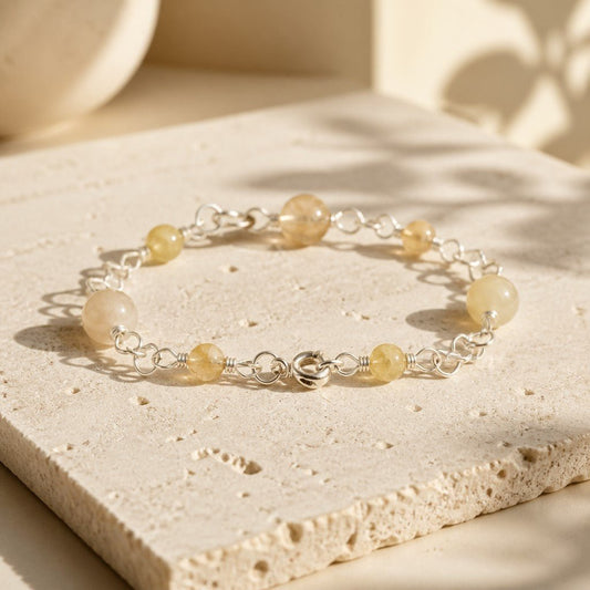 Bracelet Quartz Hématoïde Jaune Argent 925