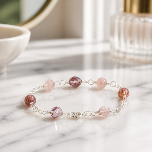 Bracelet Quartz Hématoïde Rouge Argent 925