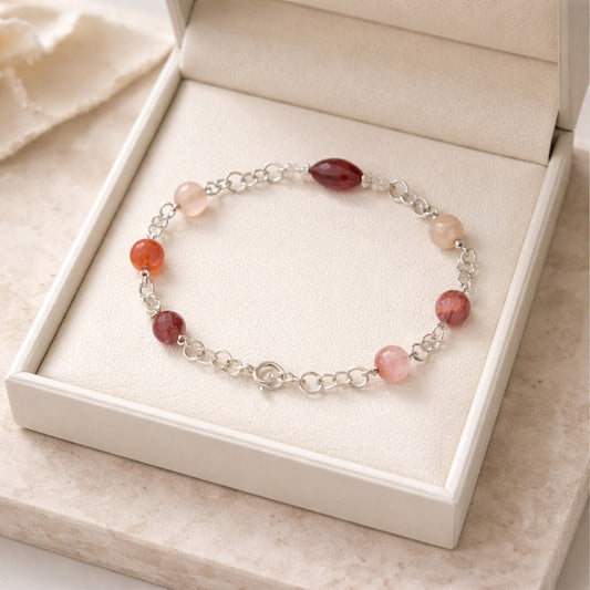 Bracelet Quartz Hématoïde Rouge Argent 925