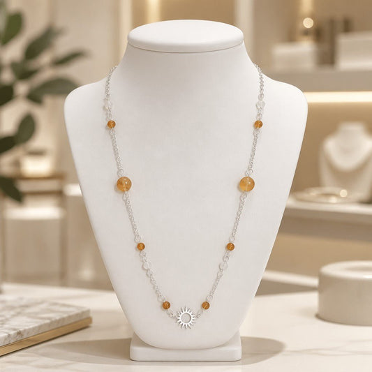 Pendentif Quartz Hématoïde Jaune Argent 925