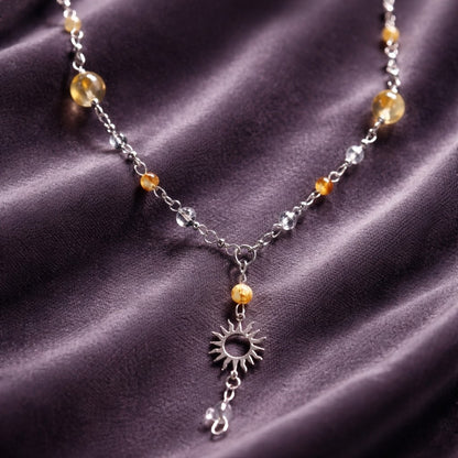 Pendentif Quartz Hématoïde Jaune Argent 925 - Pierre d'Énergie