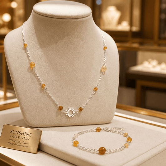 Parure Quartz Hématoïde Jaune Argent 925 -
