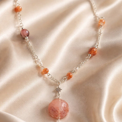 Pendentif Quartz Hématoïde Rouge Argent 925 - Pierre de Vitalité