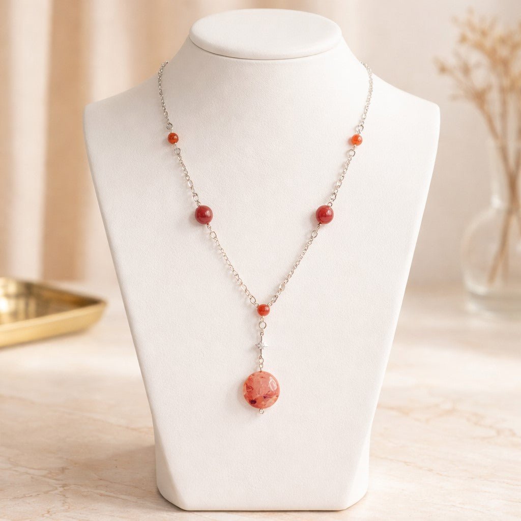 Pendentif Quartz Hématoïde Rouge Argent 925