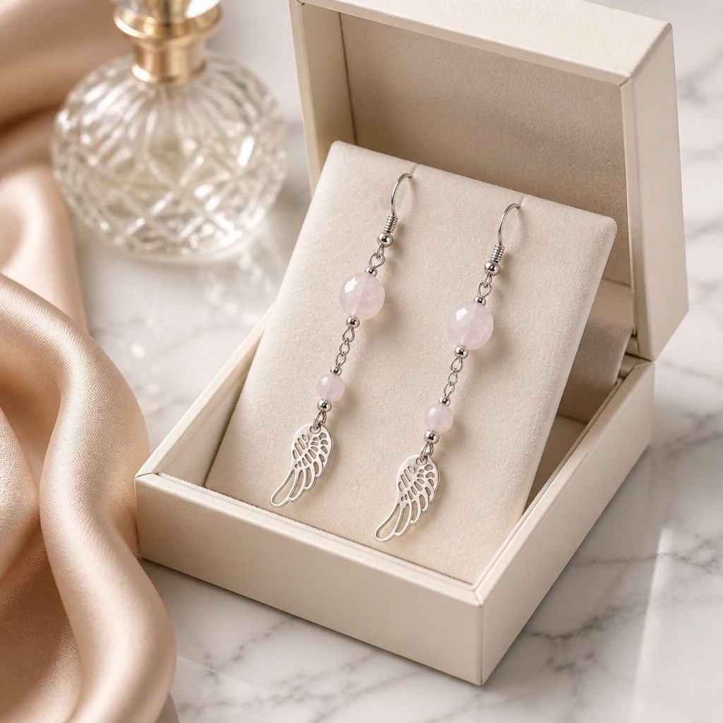 Boucles d'Oreilles Quartz Rose - Argent 925 & Pierre Naturelle