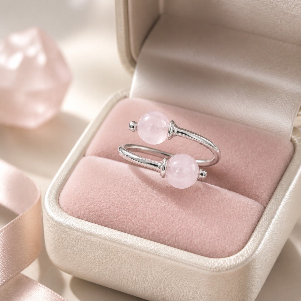 Bague Quartz Rose Argent 925 - Pierre d'Amour Lithothérapie