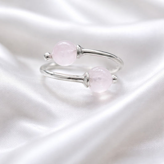 Bague Quartz Rose Argent 925 - Pierre d'Amour Lithothérapie