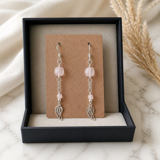 Boucles d'Oreilles Quartz Rose - Argent 925 & Pierre Naturelle