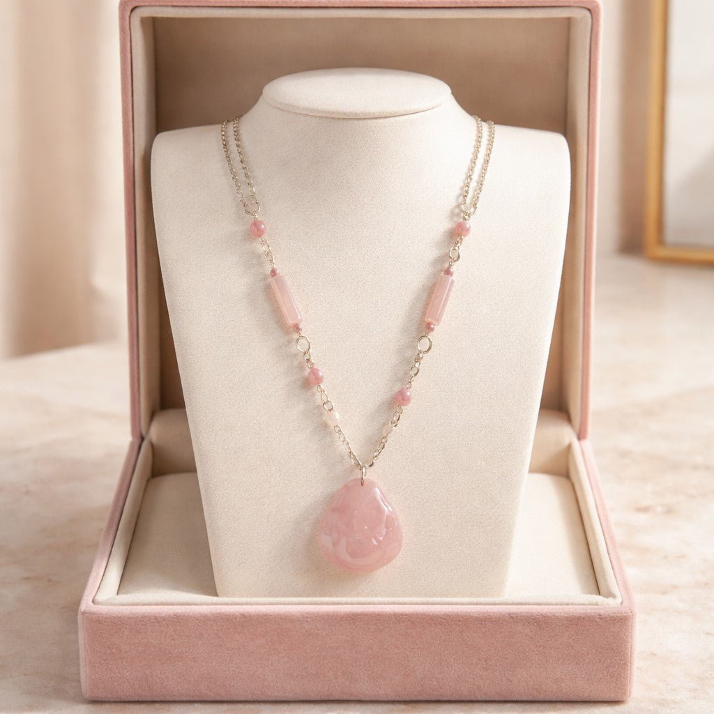 Pendentif Quartz Rose Bouddha Argent 925 - Pierre de Compassion