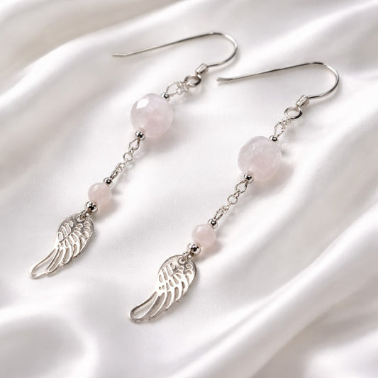 Boucles d'Oreilles Quartz Rose - Argent 925 & Pierre Naturelle
