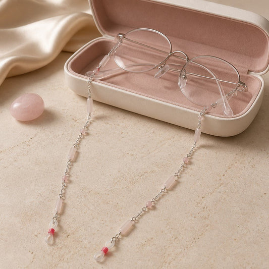 Chaîne de Lunettes Quartz Rose - Pierre Naturelle & Argent 925