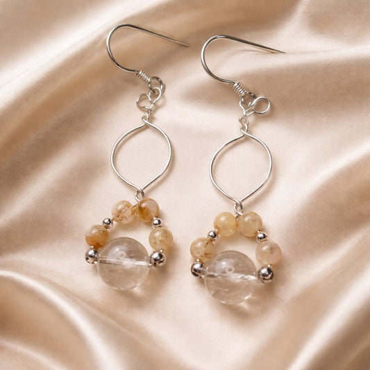 Boucles d'Oreilles Quartz Rutile - Argent 925 & Pierre Naturelle