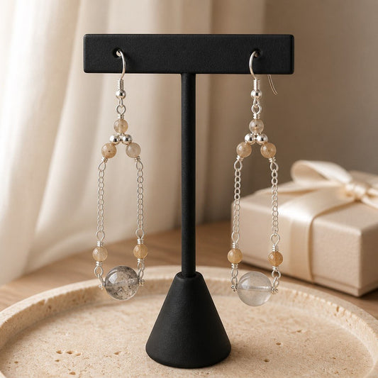 Boucles d'Oreilles Quartz Rutile - Argent 925 & Pierre Naturelle