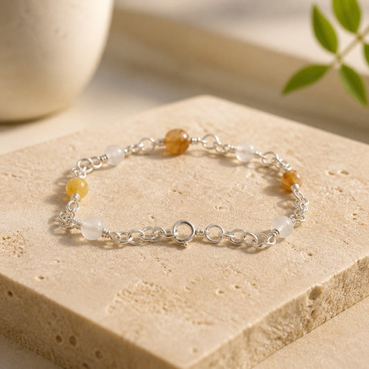 Bracelet Quartz Rutile Argent 925 - Pierre Naturelle