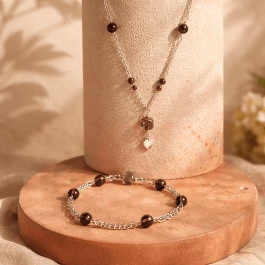 Parure Quartz Fumé Argent 925 - Pierre Naturelle