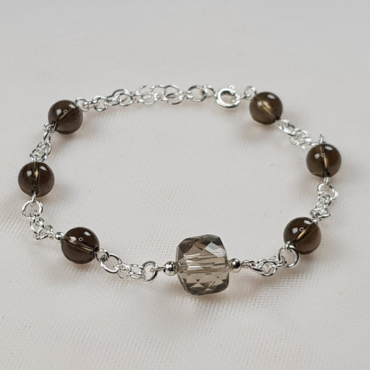 Quartz fumé, argent 925