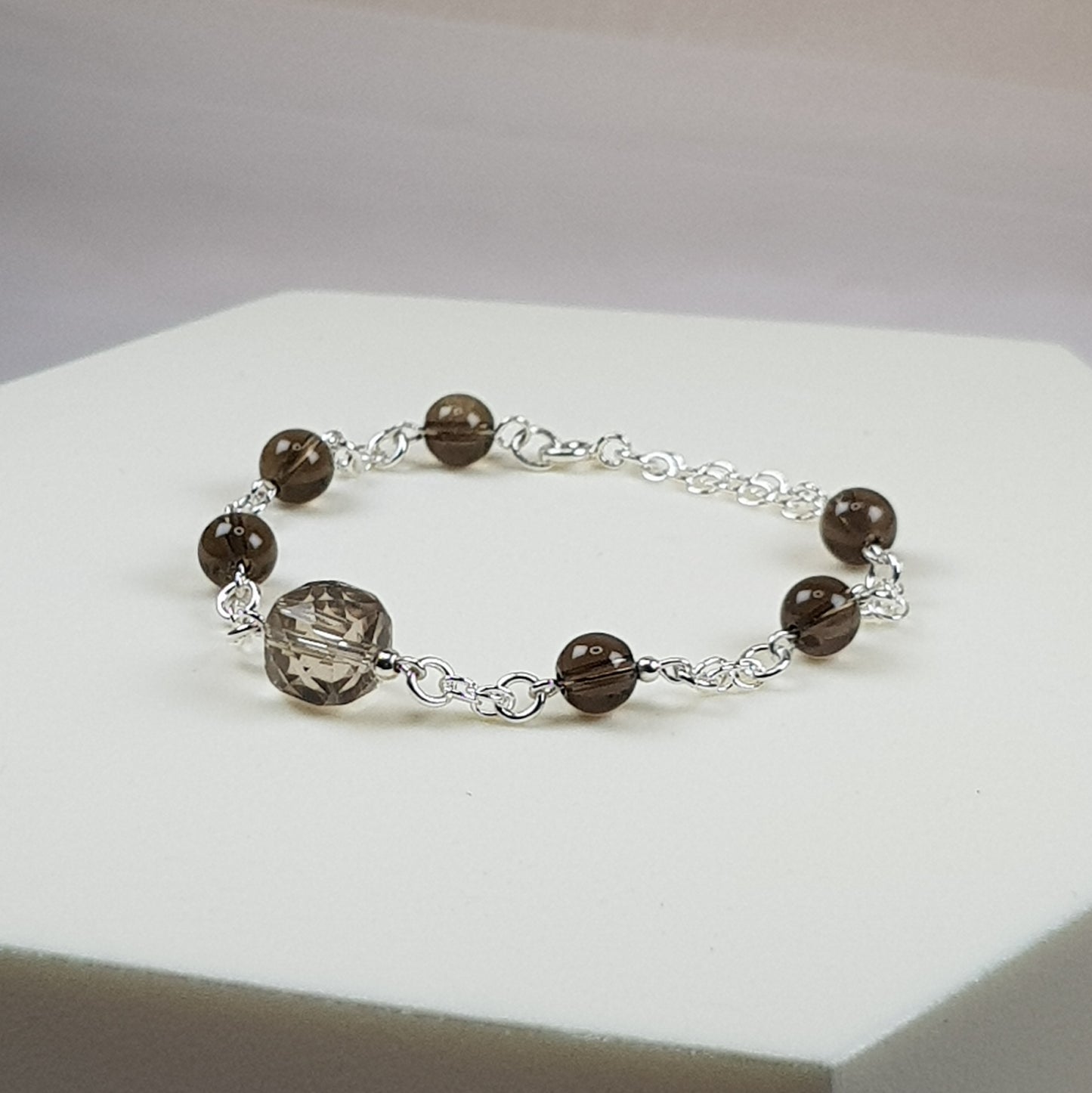 Quartz fumé, argent 925