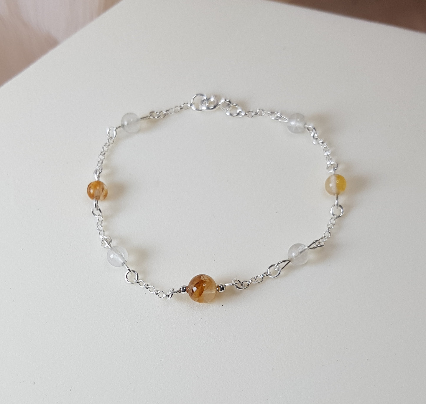 Quartz hématoide jaune argent 925
