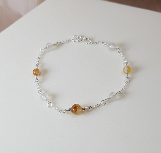 Quartz hématoide jaune argent 925