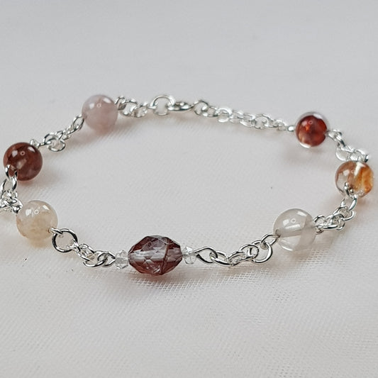 Quartz hématoide rouge argent 925