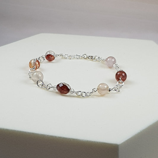 Quartz hématoide rouge argent 925