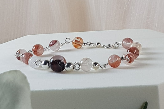 Quartz hématoide rouge argent 925