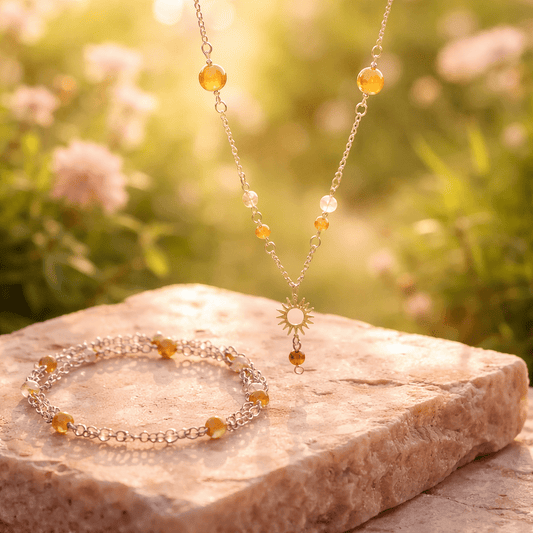 Parure Quartz Hématoïde Jaune Argent 925 -