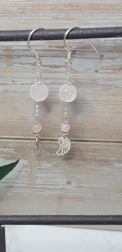 Quartz rose argent 925
