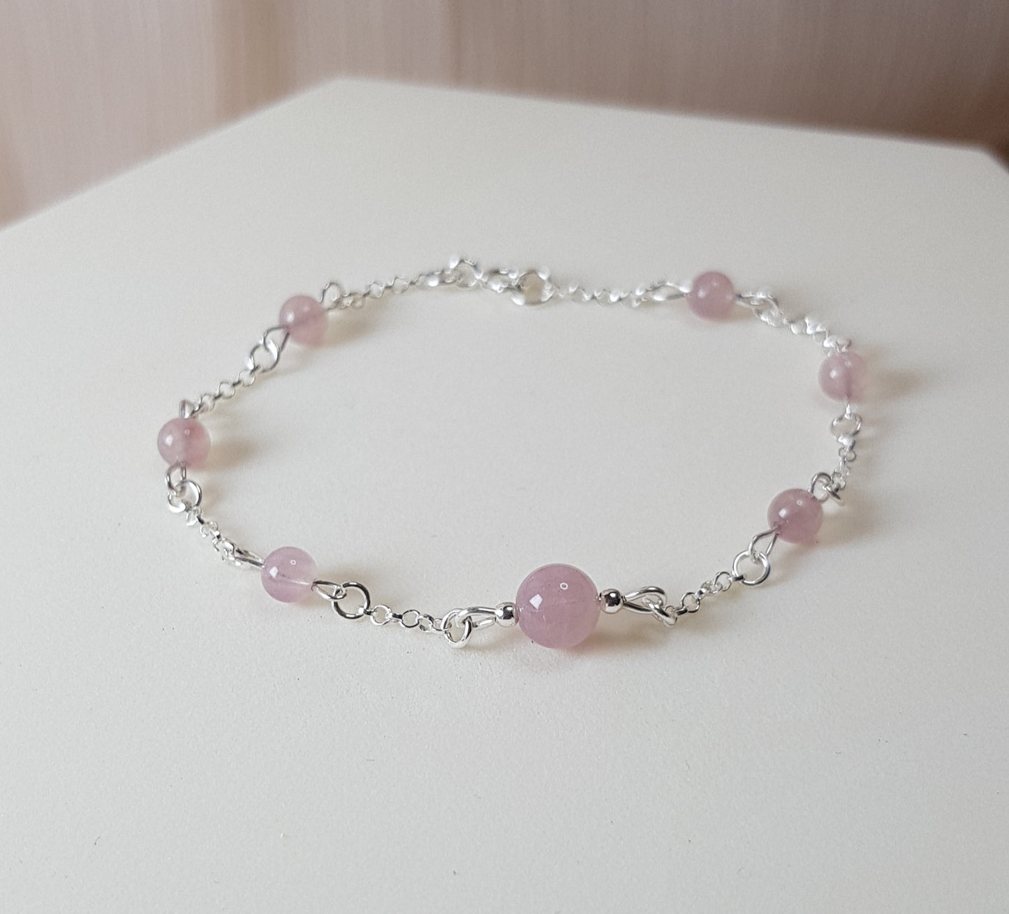 Quartz rose de Madagascar + argent 925