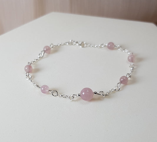 Quartz rose de Madagascar + argent 925