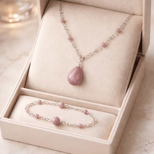 Parure Quartz Rose Madagascar Argent 925 -