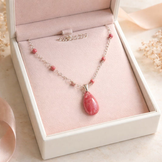Pendentif Rhodochrosite Argent 925 - Pierre d'Amour de Soi