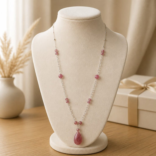 Pendentif Rhodochrosite Argent 925 - Pierre d'Amour de Soi