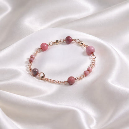 Bracelet Rhodocrosite Argent 925 Plaqué Or Rose