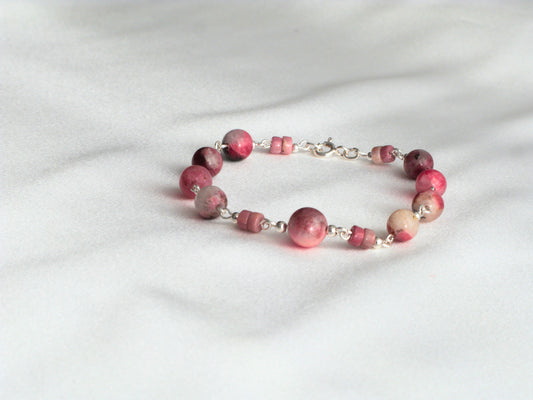 Bracelet rhodocrosite, argent 925