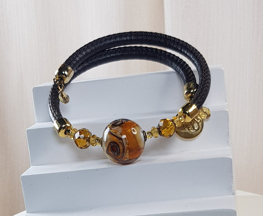 Bracelet murano rond oeil du tigre