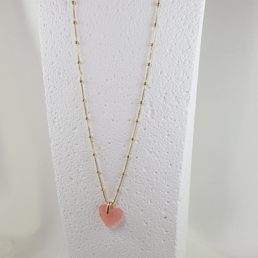 Collier Cœur Rose Pâle en Résine - Bijou Artisanal Tendre - Les Secrets de Louisettecollier