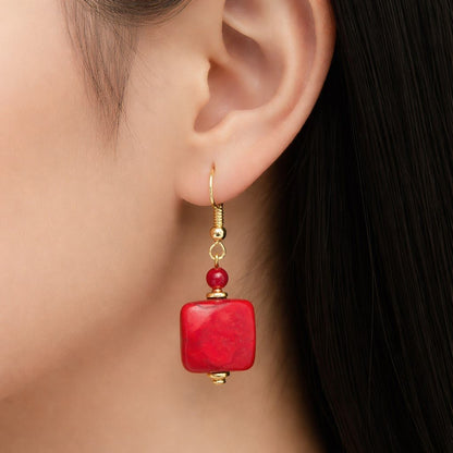 Boucles d'Oreilles Murano Rubis 9244 - Bijou Vénitien Léger
