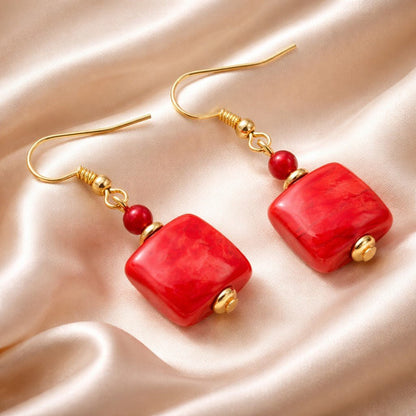 Boucles d'Oreilles Murano Rubis 9244 - Bijou Vénitien Léger
