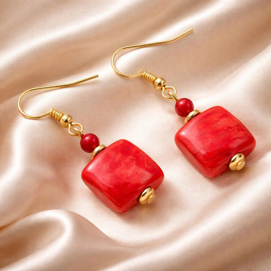 Boucles d'Oreilles Murano Rubis 9244 - Bijou Vénitien Léger
