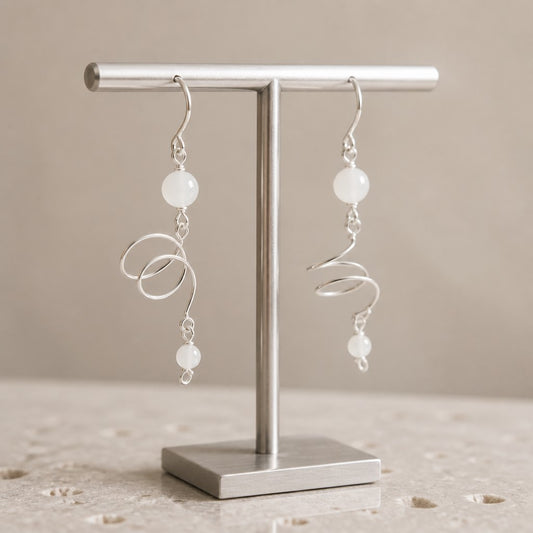 Boucles d'oreilles sélénite argent 925