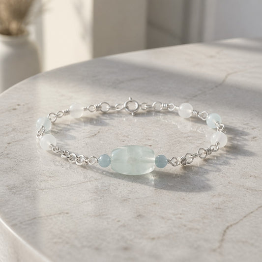 Bracelet Sérénité dans les Relations - Lithothérapie Pierres Naturelles Argent 925