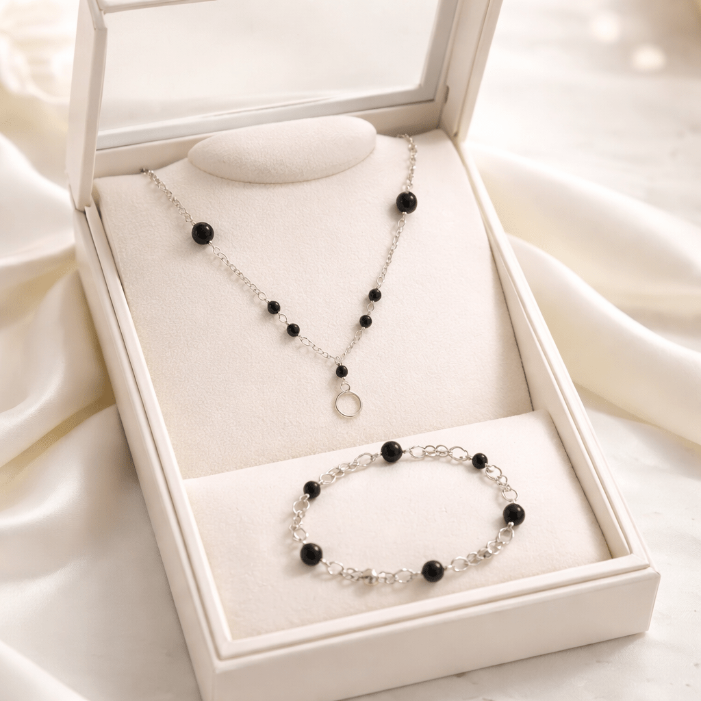Parure Shungite Argent 925 - Pierre Naturelle