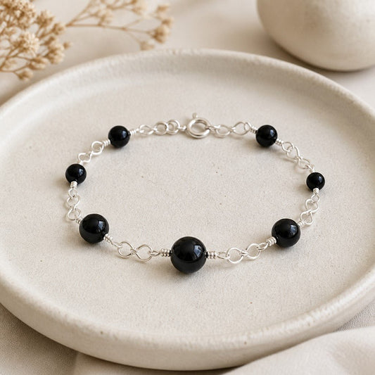 Bracelet Shungite Argent 925 - Pierre Naturelle