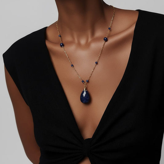 Pendentif Sodalite Acier  - Pierre de Logique