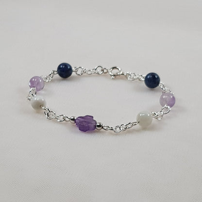 Bracelet sommeil en argent 925 - lithothérapie pierres naturelles 