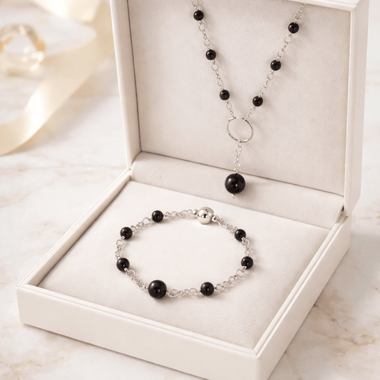 Parure Tourmaline Noire Argent 925 - Pierre Naturelle